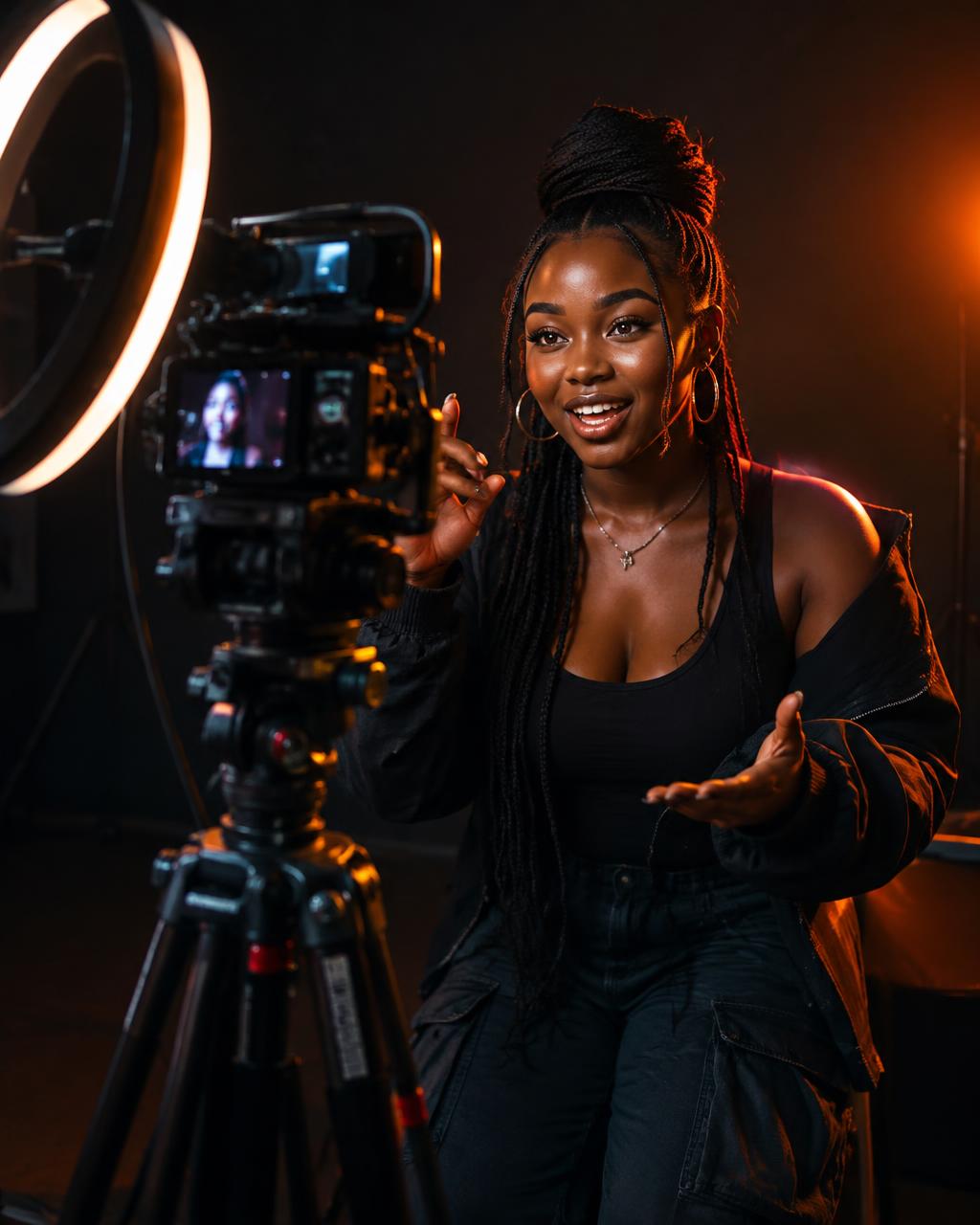 Creator filming with a professional camera